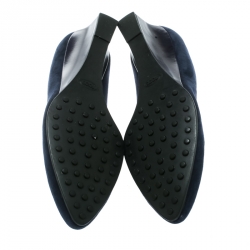 Pre Owned Tod's Oxford Blue Suede Wedge Pumps Size 38