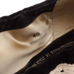 Pre Owned Tod's Black & Beige Brogue Tassel Ballet Flats Size 40
