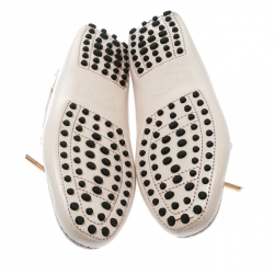 Pre Owned Tod's Blush Pink Leather Bow Loafers Size 36