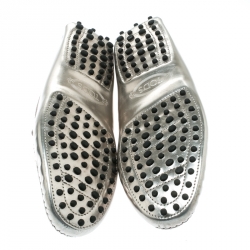 Pre Owned Tod's Metallic Leather Penny Loafers Size 39