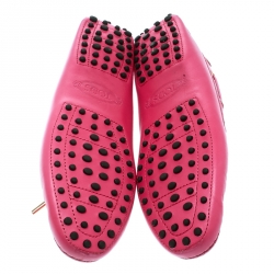 Pre Owned حذاء لوفرز تودز جلد رصاصي بفيونكة مقاس 37