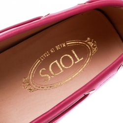 Pre Owned حذاء لوفرز تودز جلد رصاصي بفيونكة مقاس 37