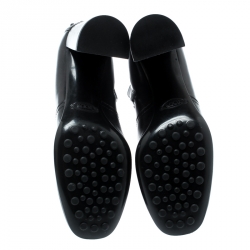 مملوكة مسبقًا Tod's Black Leather Block Heel Ankle Boots Size 36