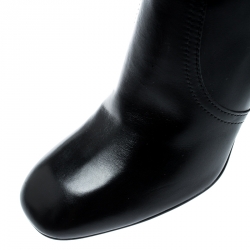 مملوكة مسبقًا Tod's Black Leather Block Heel Ankle Boots Size 36