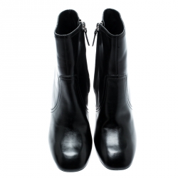 مملوكة مسبقًا Tod's Black Leather Block Heel Ankle Boots Size 36