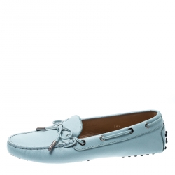 Pre Owned حذاء لوفرز تودز فيونكة جلد أزرق باودر مقاس 39.5