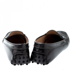 Pre Owned Tod’s Grey/Black Textured Patent Leather Penny Loafers Size 39.5