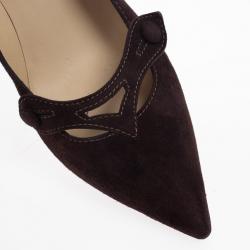 Pre Owned Tod's Brown Suede Pointed Toe Wedge Pumps Size 37.5