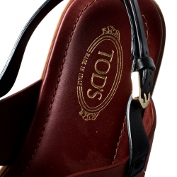 Pre Owned صندل فلات تودز مزين وصلات سلسلة جلد  بني مقاس 37.5