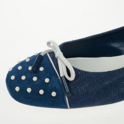 مملوكة مسبقًا Tod's Blue Denim and Suede Dew Ballet Flats Size 37.5