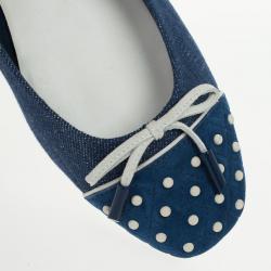  مملوكة مسبقًا Tod's Blue Denim and Suede Dew Ballet Flats Size 37.5