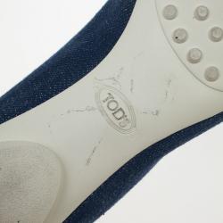 مملوكة مسبقًا Tod's Blue Denim and Suede Dew Ballet Flats Size 37.5