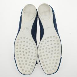 مملوكة مسبقًا Tod's Blue Denim and Suede Dew Ballet Flats Size 37.5