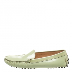 Pre Owned Tod's Light Green Patent Leather Loafers Size 38