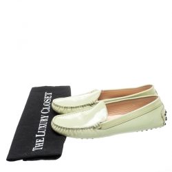 Pre Owned Tod's Light Green Patent Leather Loafers Size 38
