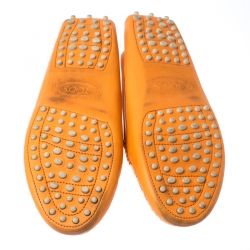 مملوكة مسبقًا Tod's Orange Leather Penny Slip On Loafers Size 40.5