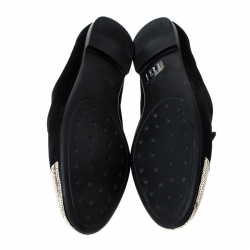 Pre Owned حذاء لوفرز تودز مزخرف خرز سليب أون سويدي أسود مقاس 39 