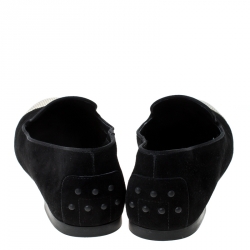 Pre Owned حذاء لوفرز تودز مزخرف خرز سليب أون سويدي أسود مقاس 39 