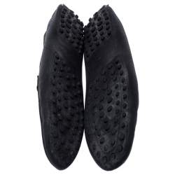 مملوكة مسبقًا حذاء لوفرز تودز سليب أون T مزدوج جلد أسود مقاس 35