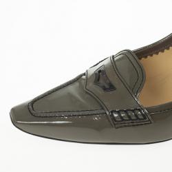 مملوكة مسبقًا Tod's Grey Patent Pointed Toe Penny Loafer Pumps Size 37