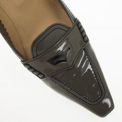 مملوكة مسبقًا Tod's Grey Patent Pointed Toe Penny Loafer Pumps Size 37