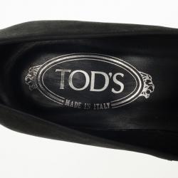 Pre Owned Tod's Dark Grey Suede Fringe Jodie Pumps Size 37.5