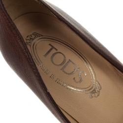 مملوكة مسبقًا Tod's Brown Leather Fringe Loafer Pumps Size 38