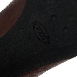 مملوكة مسبقًا Tod's Brown Leather Fringe Loafer Pumps Size 38