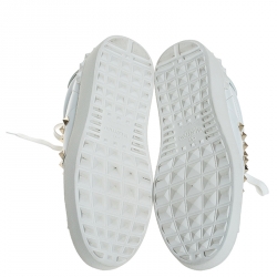 Pre Owned Valentino White Leather Rockstud Untitled Low Top Sneakers Size 38.5