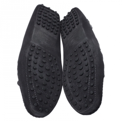 Pre Owned Tod's Black Suede Bow Loafers Size 41