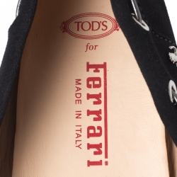 Pre Owned Tod's Black Suede Bow Loafers Size 41