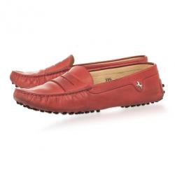 Pre Owned Tod's For Ferrari Red Leather Loafers Size 38.5