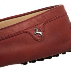 Pre Owned Tod's For Ferrari Red Leather Loafers Size 38.5