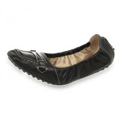 مملوكة مسبقًا Tod's Black Leather Penny Loafer Ballet Flats Size 37.5