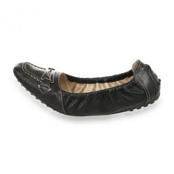 مملوكة مسبقًا Tod's Black Leather Penny Loafer Ballet Flats Size 37.5