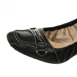 مملوكة مسبقًا Tod's Black Leather Penny Loafer Ballet Flats Size 37.5