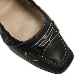 مملوكة مسبقًا Tod's Black Leather Penny Loafer Ballet Flats Size 37.5