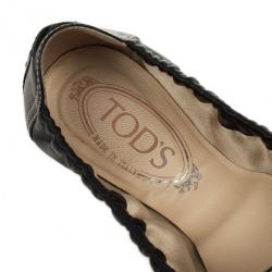 مملوكة مسبقًا Tod's Black Leather Penny Loafer Ballet Flats Size 37.5