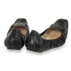 مملوكة مسبقًا Tod's Black Leather Penny Loafer Ballet Flats Size 37.5