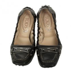 مملوكة مسبقًا Tod's Black Leather Penny Loafer Ballet Flats Size 37.5
