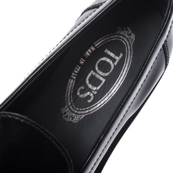 Pre Owned Tod's Black Leather Double T Loafers Size 38