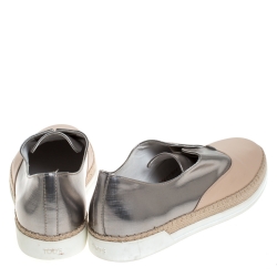 Pre Owned حذاء رياضي تودز تودز سليب أون إسبادريل Francesina جلد فضي/ وردي مقاس 40