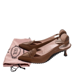 Pre Owned Tod's Brown Leather Dell'Acqua Pumps Size 39.5