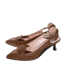 Pre Owned Tod's Brown Leather Dell'Acqua Pumps Size 39.5