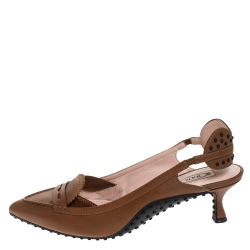 Pre Owned Tod's Brown Leather Dell'Acqua Pumps Size 39.5