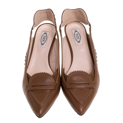 Pre Owned Tod's Brown Leather Dell'Acqua Pumps Size 39.5
