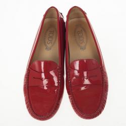 Tod's Red Patent Gommino Loafers Size 39
