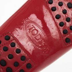 Pre Owned Tod's Red Patent Gommino Loafers Size 39