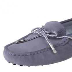 Pre Owned Tod’s Lilac Suede Lace-up Driving Loafers Size 37
