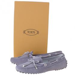 Pre Owned Tod’s Lilac Suede Lace-up Driving Loafers Size 37